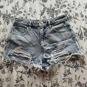 Pacsun high rise festival distressed denim shorts